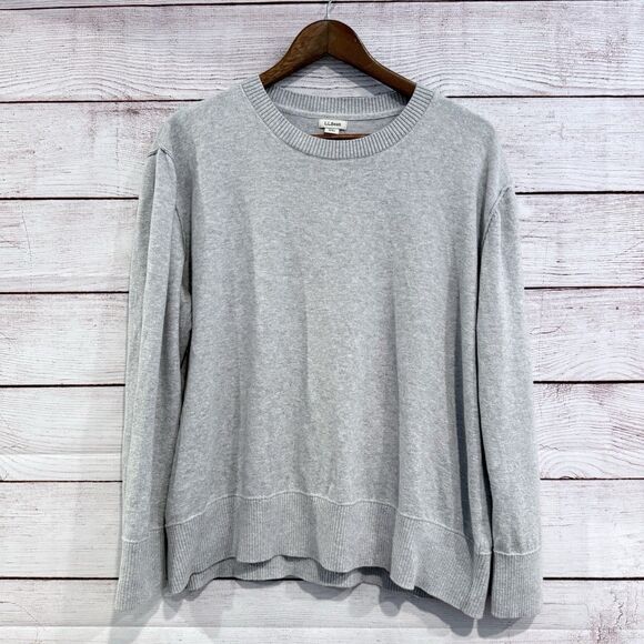 L.L. Bean Gray Cotton Cashmere Sweater Crewneck Size XL Pullover Casual - Picture 1 of 9